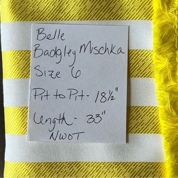 Badgley Mischka Yellow and White Striped Mini Dress - Picture 13 of 15